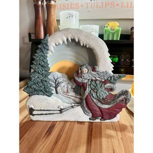 Three Dimensional Lighted Ceramic Christmas Santa